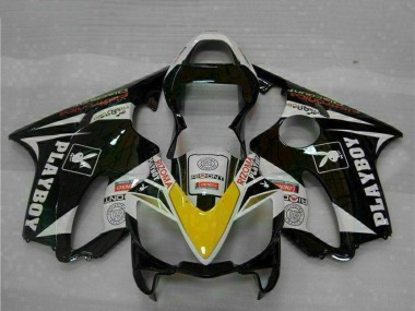 2001-2003 Honda CBR600 F4i Motorcycle Fairings - White Yellow Glossy Black Playboy UK Manufacturers