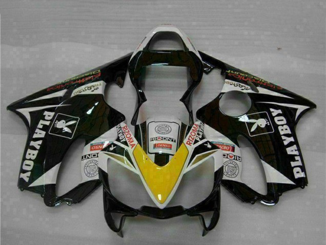 2001-2003 Honda CBR600 F4i Motorcycle Fairings - White Yellow Glossy Black Playboy UK Manufacturers