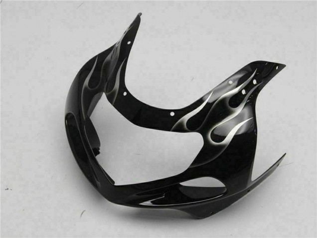 2001-2003 Suzuki GSXR 600/750 Motorcycle Fairings - Glossy Black Silver Flame UK Manufacturers