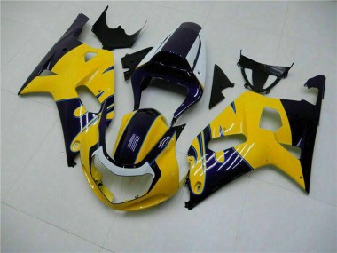 2001-2003 Suzuki GSXR 600/750 Motorcycle Fairings - Yellow Dark Blue Glossy Black UK Manufacturers