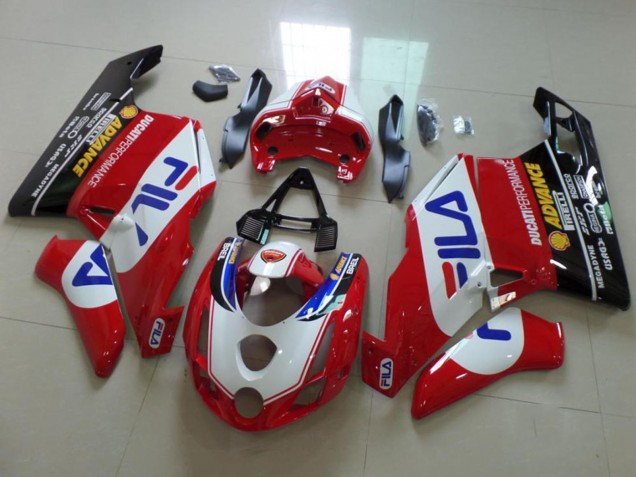 2003-2004 Ducati 749 999 Motorcycle Fairings - White Red Blue Glossy Black Fila UK Manufacturers