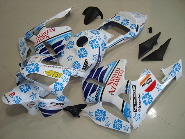 2003-2004 Honda CBR600RR Motorcycle Fairings - White Blue Red Nastro Azzurro UK Manufacturers