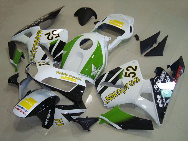 2003-2004 Honda CBR600RR Motorcycle Fairings - White Green Yellow Glossy Black Hannspree 52 UK Manufacturers