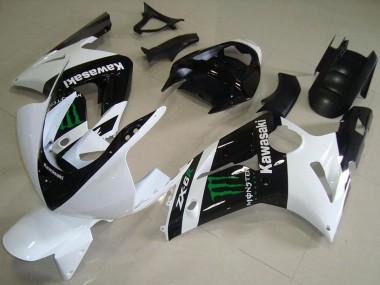 2003-2004 Kawasaki ZX6R Motorcycle Fairings - White Glossy Black Green Monster UK Manufacturers