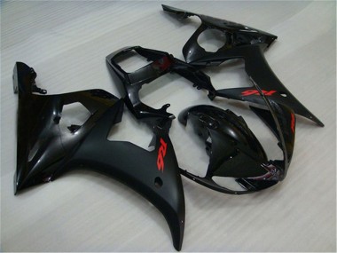 2003-2004 Yamaha YZF R6 Motorcycle Fairings - Glossy Black Matte Black Red Decals UK Manufacturers