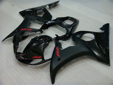 2003-2004 Yamaha YZF R6 Motorcycle Fairings - Glossy Black Matte Black Red Decals UK Manufacturers