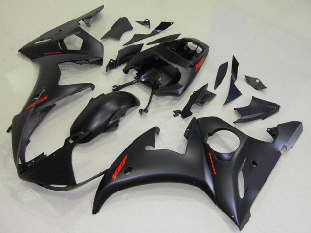2003-2004 Yamaha YZF R6 Motorcycle Fairings - Matte Black Red Decals UK Manufacturers