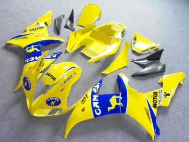 2003-2004 Yamaha YZF R6 Motorcycle Fairings - Yellow Blue Camel Motul UK Manufacturers