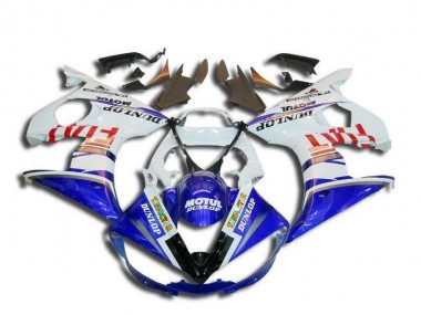 2003-2004 Yamaha YZF R6 Motorcycle Fairings - White Blue Red Fiat Motul Dunlop Michelin UK Manufacturers