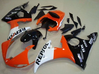2003-2004 Yamaha YZF R6 Motorcycle Fairing - Orange White Glossy Black Repsol UK Manufacturers