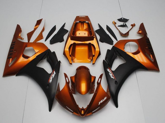 2003-2004 Yamaha YZF R6 Motorcycle Fairings - Orange Matte Black UK Manufacturers