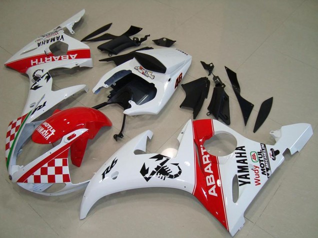 2003-2004 Yamaha YZF R6 Motorcycle Fairings - White Red Abarth Motul UK Manufacturers