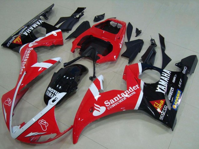 2003-2004 Yamaha YZF R6 Motorcycle Fairings - Red White Glossy Black Santander Motul UK Manufacturers