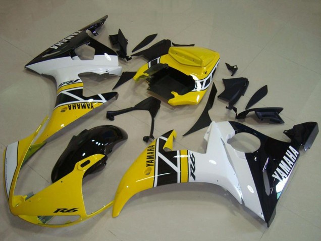 2003-2004 Yamaha YZF R6 Motorcycle Fairings - Yellow White Glossy Black Anniversary UK Manufacturers