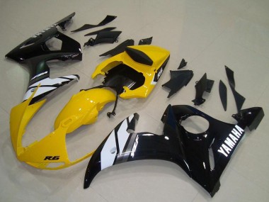 2003-2004 Yamaha YZF R6 Motorcycle Fairings - Yellow White Glossy Black UK Manufacturers