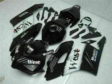 2004-2005 Honda CBR1000RR Motorcycle Fairings - Glossy Black White West Mobil Michelin UK Manufacturers