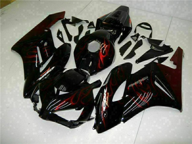 2004-2005 Honda CBR1000RR Motorcycle Fairings - Glossy Black Red Flame UK Manufacturers
