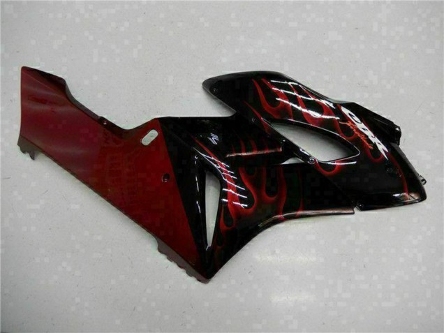2004-2005 Honda CBR1000RR Motorcycle Fairings - Glossy Black Red Flame UK Manufacturers