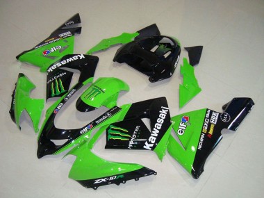 2004-2005 Kawasaki ZX10R Motorcycle Fairings - Green Black Monster Elf UK Manufacturers