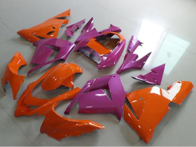 2004-2005 Kawasaki ZX10R Motorcycle Fairings - Orange and Pink UK Manufacturers