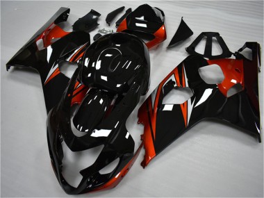 2004-2005 Suzuki GSXR 600/750 Motorcycle Fairings - Glossy Black Red Stripe UK Manufacturers
