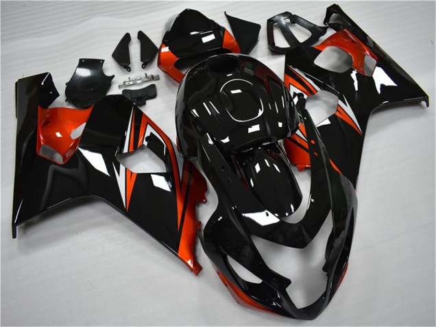 2004-2005 Suzuki GSXR 600/750 Motorcycle Fairings - Glossy Black Red Stripe UK Manufacturers