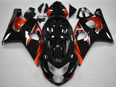 2004-2005 Suzuki GSXR 600/750 Motorcycle Fairings - Glossy Black Red Stripe UK Manufacturers