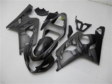 2004-2005 Suzuki GSXR 600/750 Motorcycle Fairings - Grey Black Flame UK Manufacturers