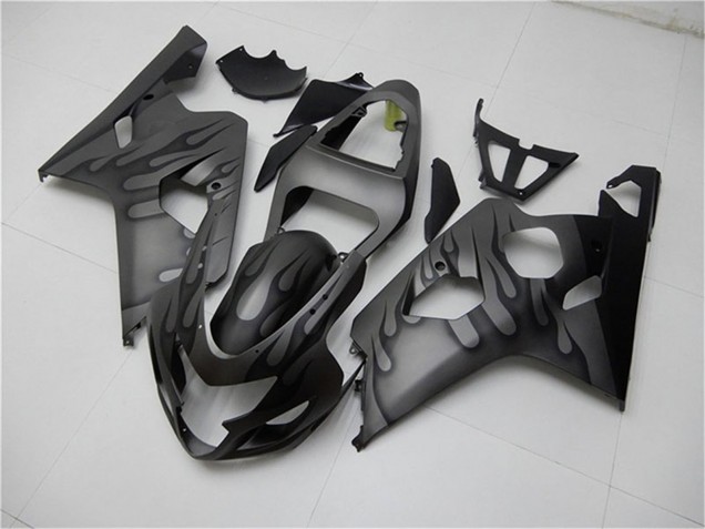 2004-2005 Suzuki GSXR 600/750 Motorcycle Fairings - Grey Black Flame UK Manufacturers