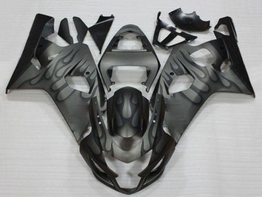2004-2005 Suzuki GSXR 600/750 Motorcycle Fairings - Grey Black Flame UK Manufacturers