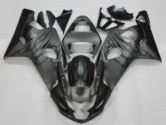 2004-2005 Suzuki GSXR 600/750 Motorcycle Fairings - Grey Black Flame UK Manufacturers