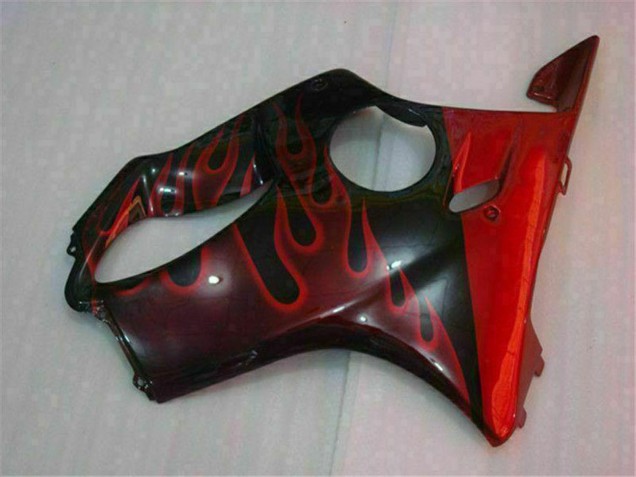 2004-2007 Honda CBR600 F4i Motorcycle Fairings - Glossy Black Red Flame UK Manufacturers