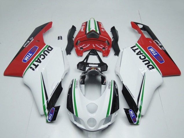 2005-2006 Ducati 749 999 Motorcycle Fairings - White Red Green Glossy Black Enel Generali Tim UK Manufacturers