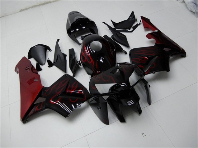 2005-2006 Honda CBR600RR Motorcycle Fairing Kits - Glossy Black Red Flame UK Manufacturers