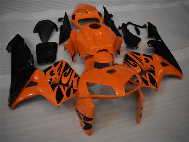 2005-2006 Honda CBR600RR Motorcycle Fairing - Orange Black Flame UK Manufacturers