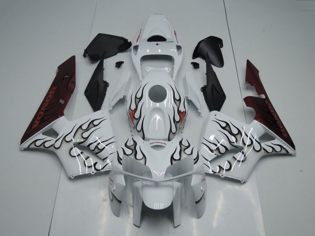 2005-2006 Honda CBR600RR Motorcycle Fairing - White Black Flame UK Manufacturers