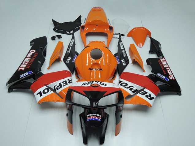 2005-2006 Honda CBR600RR Motorcycle Fairing - Black Orange White Red Repsol UK Manufacturers