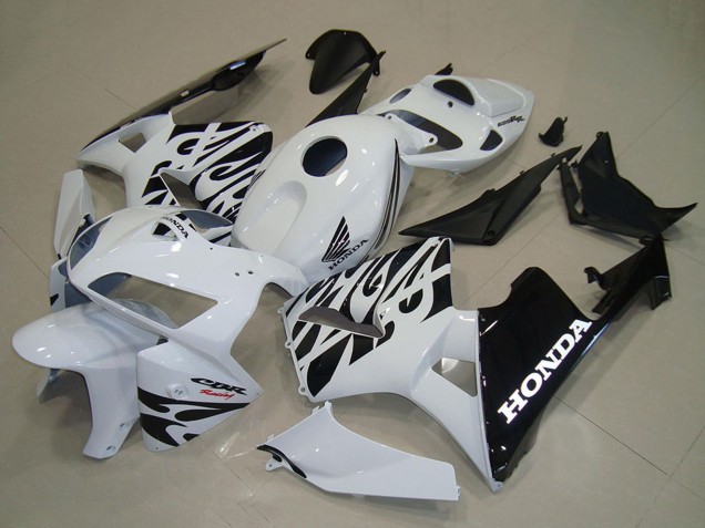 2005-2006 Honda CBR600RR Motorcycle Fairings - White Black Flame UK Manufacturers