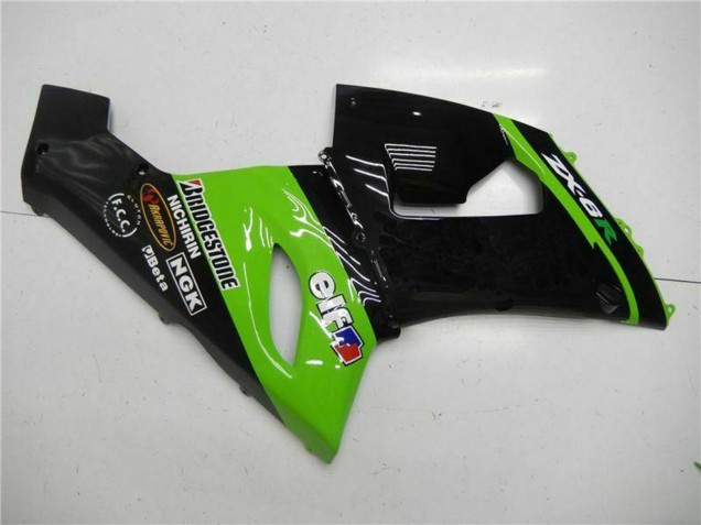 2005-2006 Kawasaki ZX6R Motorcycle Fairings - Green Glossy Black Elf UK Manufacturers