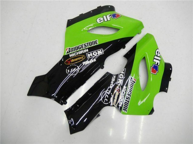 2005-2006 Kawasaki ZX6R Motorcycle Fairings - Green Glossy Black Elf UK Manufacturers