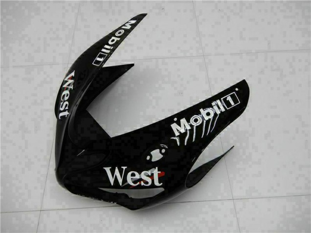 2005-2006 Kawasaki ZX6R Motorcycle Fairings - Glossy Black White West UK Manufacturers