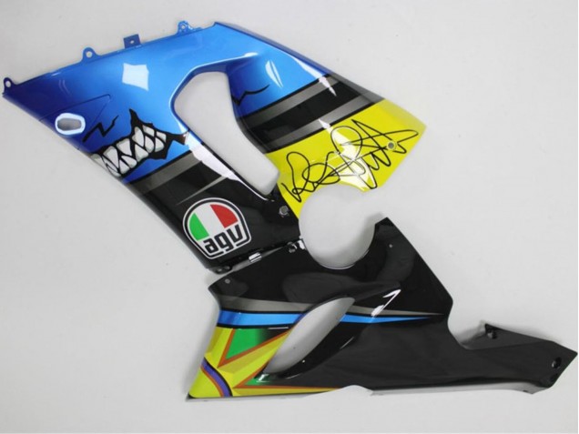2005-2006 Kawasaki ZX6R Motorcycle Fairings - Blue Yellow Black Shark UK Manufacturers