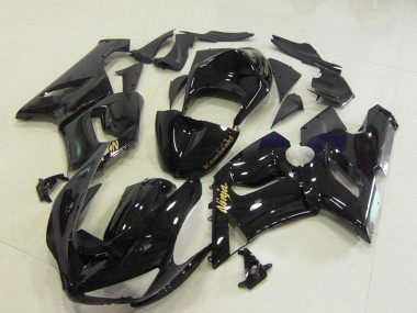 2005-2006 Kawasaki ZX6R Motorcycle Fairings - Glossy Black Gold Decals UK Manufacturers