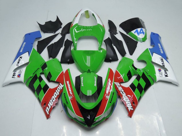 2005-2006 Kawasaki ZX6R Motorcycle Fairings - White Green Red Blue Black Motocard UK Manufacturers