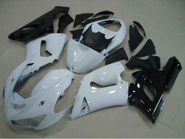 2005-2006 Kawasaki ZX6R Motorcycle Fairing - White Black UK Manufacturers