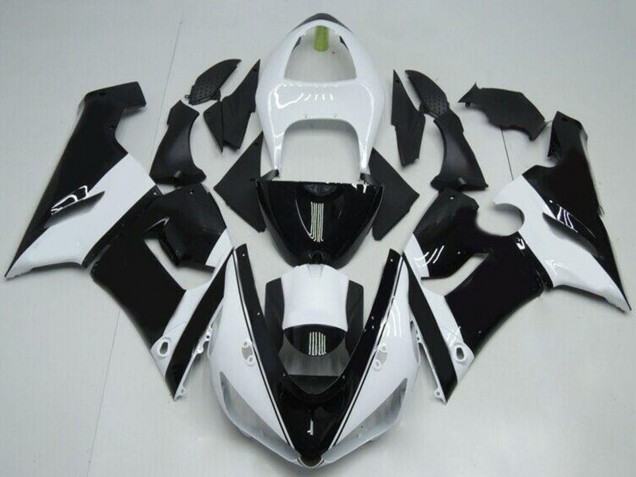 2005-2006 Kawasaki ZX6R Motorcycle Fairings - White Glossy Black UK Manufacturers