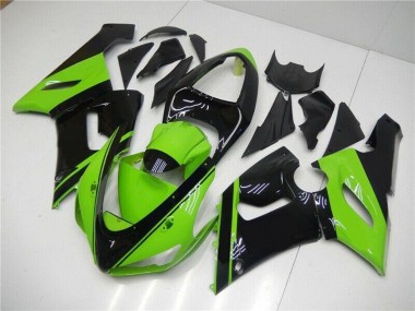 2005-2006 Kawasaki ZX6R Motorcycle Fairing - Green Glossy Black UK Manufacturers