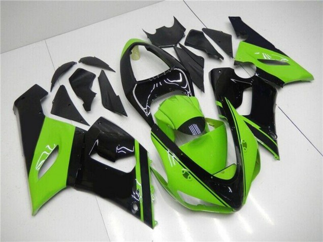 2005-2006 Kawasaki ZX6R Motorcycle Fairing - Green Glossy Black UK Manufacturers