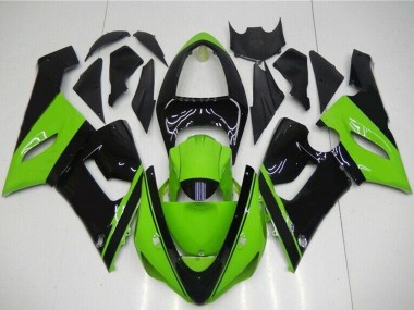 2005-2006 Kawasaki ZX6R Motorcycle Fairing - Green Glossy Black UK Manufacturers