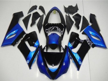 2005-2006 Kawasaki ZX6R Motorcycle Fairing Kits - Blue Glossy Black UK Manufacturers